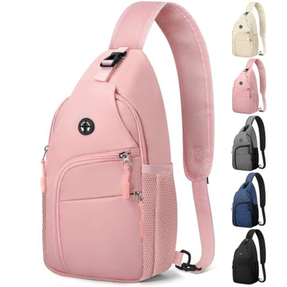 Pritent Crossbody Bags for Women Men Sling Bag Backpack Shoulder Bag - color: Light Pink, size: Medium