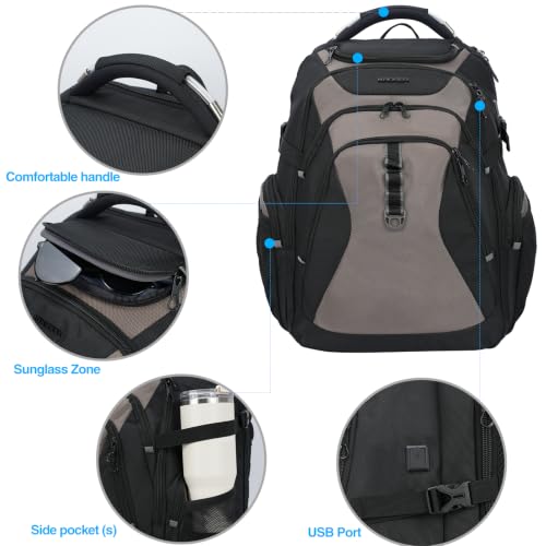 KROSER Laptop Backpack 18.4 Inch Computer Backpack for Men/Women/College - color: Black/Light Browm, size: 18.4 inch