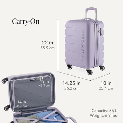 SwissGear 7366 Signature Hardside Expandable Luggage with Spinner Wheels, TSA Lock, Cup-Holder, Evening Haze, 3-Piece Set (19/23/27) - color: Evening Haze, size: 3-Piece Set (19/23/27)