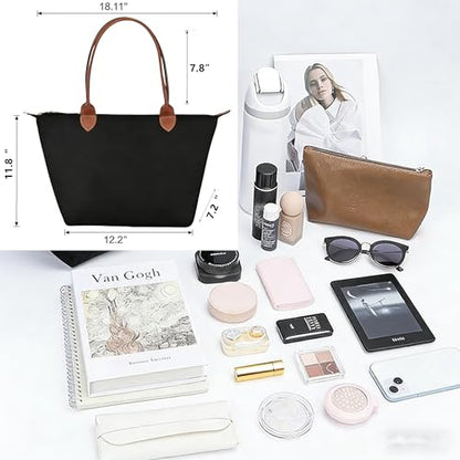 Large Work Tote Bag for Women, Everyday Commuter Shoulder Bag for Office - color: White