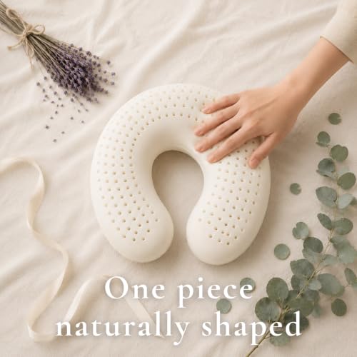 Vinahug Travel Neck Pillow, Natural Latex, Soft Velvet Cover