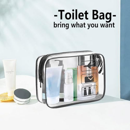 Clear Makeup Bags TSA Approved Toiletry Bag-6Pack - color: Black-6pcs