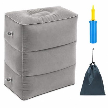 Inflatable Foot Rest Pillow Airplane Travel Kids Grey (1 Pack) - color: Gray