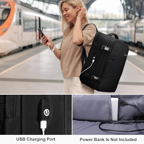 HOMIEE 50L Travel Backpack Large Suitcase Water Resistant Carry on Luggage - color: Black, size: 3X-Large
