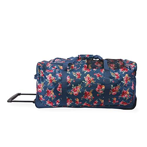 Pacific Coast Signature Women's 32" Large Rolling Duffel Bag, Rose Garden Navy One Size - color: Rose Garden Navy