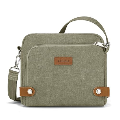 Anti Theft Crossbody Bag for Women, RFID Blocking Travel Purse Slash Proof - color: Army Green