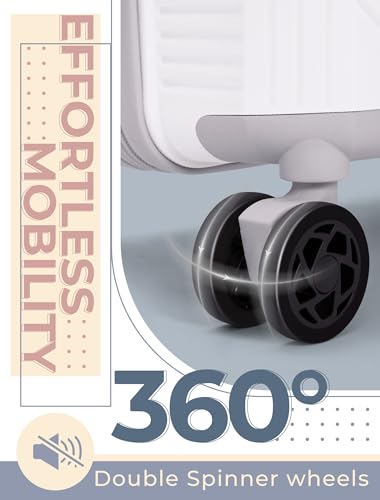 CONCEPTEN Luggage Sets 3 Piece, PP Hardshell Suitcases Set with Wheels - color: White, size: 3 Piece Sets (21/Db/Tb)