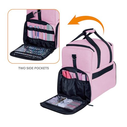 Large Makeup Bag with 3 Removable Case and 2 Removable Dividers,Pink - color: Pink