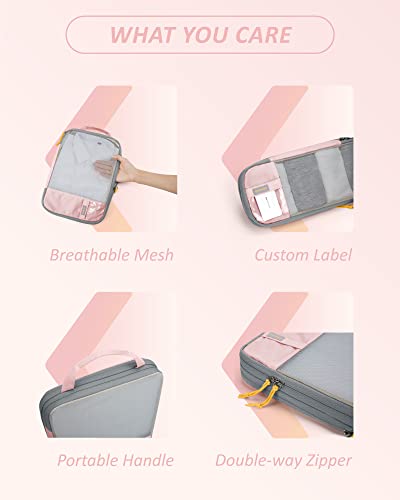 BAGSMART Compression Packing Cubes for Travel Essentials - color: Mix-Blush Sky, size: Set of 6
