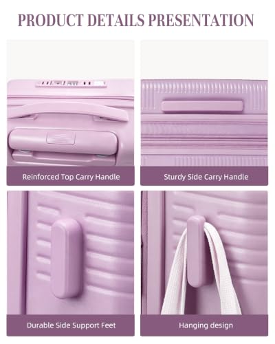 Timeet Carry On Luggage, 20 Inch Airline Approved Matte PC Hard Shell Suitcase with Front Open Compartment, TSA008 Lock, Built-in USB Charging, Lightweight Silent Spinner Wheels, Hot Pink - color: Hot Pink, size: 20 inch front open