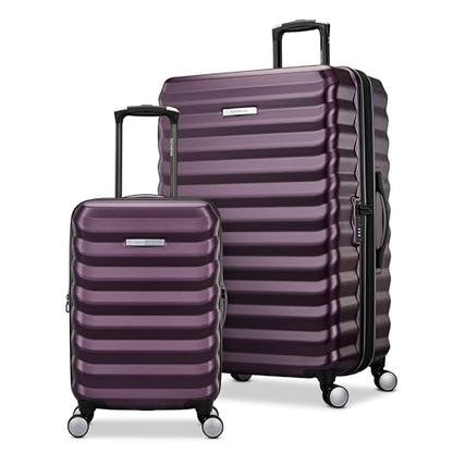 Samsonite Hard-Sided 20 & 28 Inch 2-Piece Lightweight Checked Large Expandable Element Suitcase Set: Durable, 360° Spinner Wheels, Adjustable Telescopic Handle, TSA-Approved Lock - Dusk Purple - color: Dusk Purple, size: 2-Piece Set (20"/28")
