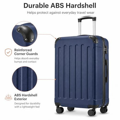 YOETEY Lightweight Hardshell Carry On Luggage, 20 Inch, 3-Piece Set - color: Blue, size: 3-Piece Luggage Set