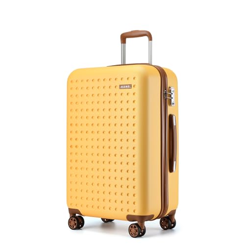 Kono 24 Inch Hard Shell Checked Luggage, 4 Spinner Wheels Suitcase, Yellow - color: Yellow, size: Checked-Medium 24-Inch