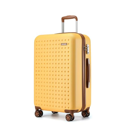 Kono 24 Inch Hard Shell Checked Luggage, 4 Spinner Wheels Suitcase, Yellow - color: Yellow, size: Checked-Medium 24-Inch