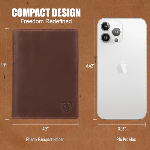 STAR VISTA Phoenix Leather Passport Holder, Full Grain Leather Travel Wallet- Slim, Bifold, RFID Blocking, ID Window, Coin Pocket, Card Slots, SIM Slots - color: Brown B
