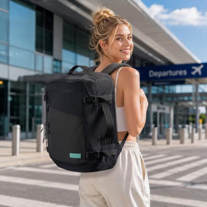 LOVEVOOK Travel Backpack for Women Men, Airline Approved Carry On Luggage - color: Black Gray