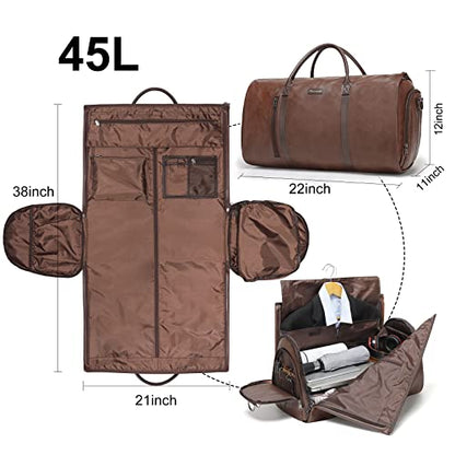 Convertible Garment Duffel Bag, 2-in-1 Hanging Suitcase for Travel - color: Wine Brown