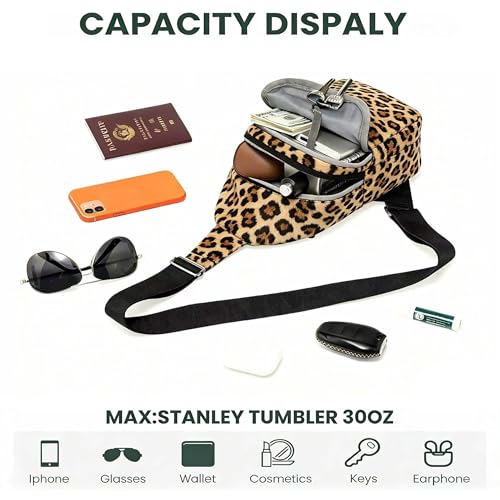 MAXTOP Crossbody Bags for Women Lightweight Sling Chest Bag Fanny Packs for Travel Casual Outdoors Leopard Brown - color: Leopard Brown, style: Crossbody Bag