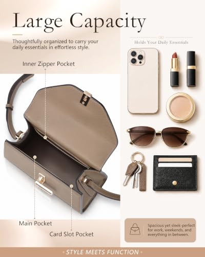 Women Satchel Bag Shoulder Handbag Top Handle Purse - color: Taupe