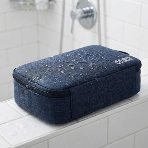 Portable Hanging Toiletry Bag Water-resist Cosmetic Organizer with Mesh Pockets for Travel Makeup and Skincare Products(Navy Blue) - color: Navy Blue