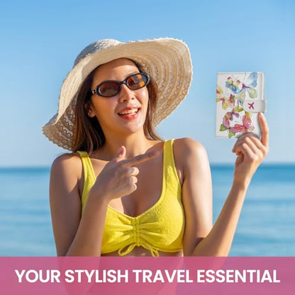 Passport Holder for Travel, RFID Blocking Wallet with Magnetic Closure - color: Z.C-Butterfly