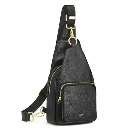 Kattee Small Leather Sling Bag for Women with RFID Blocking,Black - color: Black