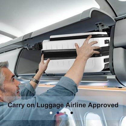 CENSIEN Expandable 20" Carry On Luggage Airline Approved with Front Pocket - color: White, size: 20 Inch EXT