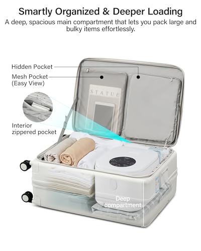 MILADA 24 Inch Checked Luggage, Expandable Hardshell Suitcase with 360° Spinner Wheels & TSA Lock, Lightweight Medium Rolling Luggage for Men and Women Travel, White - color: White, size: 24" Checked in