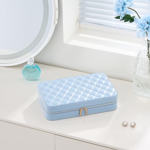 Lolalet Travel Jewelry Case for Women Girls -Large, Blue - color: Blue, size: Large (10"W*6.69"D*2.17"H)
