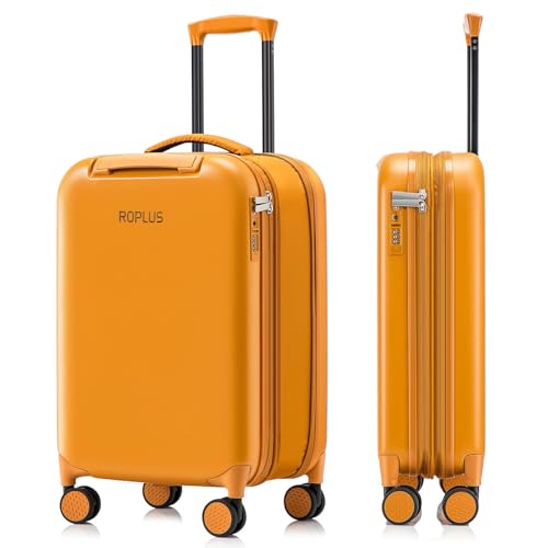 ROPLUS Foldable Checked-Luggage, Durable Hardside Suitcase with Mute Wheels, Waterproof Expandable Harshell Rolling Luggages with Side Pocket, TSA Lock (Yellow, 28-Inch) - color: Yellow, size: 28-Inch