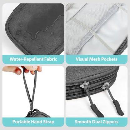 Double Layer Cable Organizer Bag, Travel Tech Pouch, Dark Gray - color: Dark Gray, size: Medium