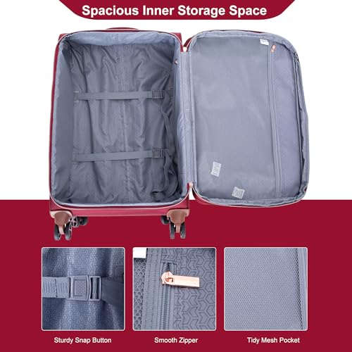 Travelhouse 4-Piece Softside Luggage Set with Spinner Wheels - color: Red, size: 4 piece