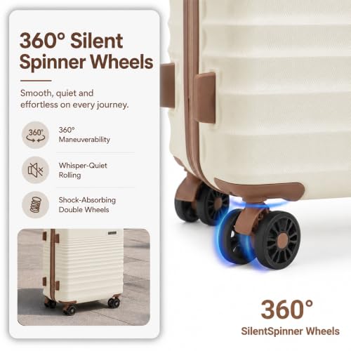 Carry On Luggage 22x14x9 Airline Approved Suitcase with Wheels, 3 Piece - color: White, size: 3 Piece Sets (20/BP/TB)