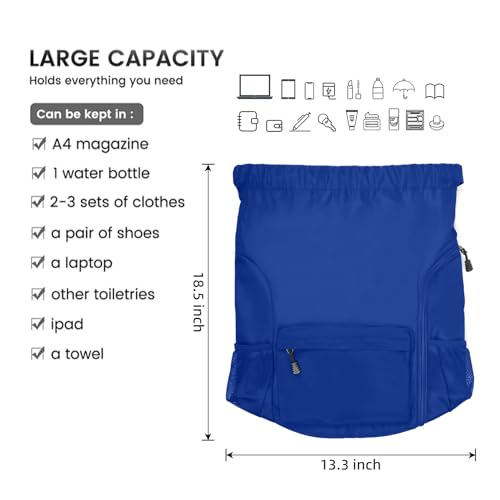 Valleycomfy Waterproof Drawstring Gym Backpack Bag for Men & Women Blue - color: A-blue