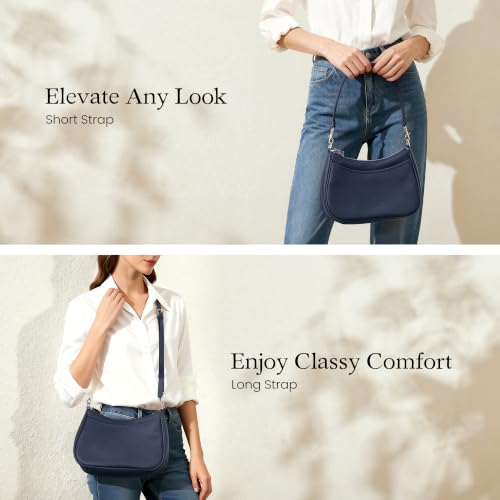 befen Genuine Leather Crossbody Bags for Women, Anti Theft Shoulder Purse - color: Navy Blue