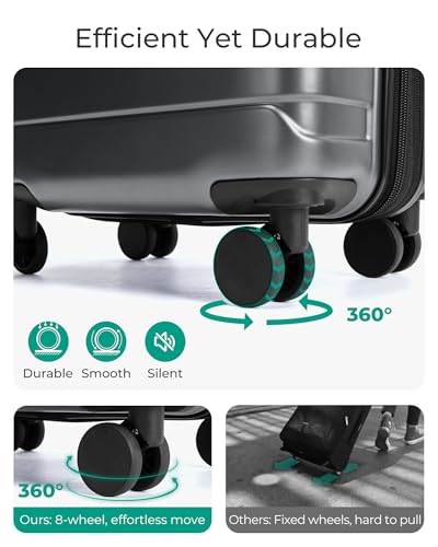 BAGSMART Carry-On Luggage 20" Expandable Spinner 22x14x9,Gray - color: Gray