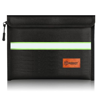 MODIGT 14" x 10" Zipper Pouch Water Resistant File Bag A4 Foldable Document Storage for Office,Travel,Home(Black)