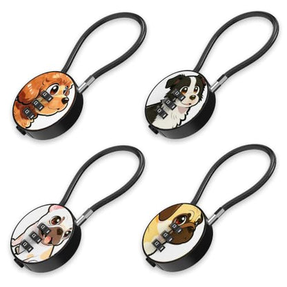Small Combination Lock for Luggage, Gym Locker, Backpack Bag Zipper, Mini Combo Lock with Code, 5.12 Inch Steel Cable Padlock for Travel Suitcase (4-Dog, Mini) - color: Dog, Mini, 4-Pack