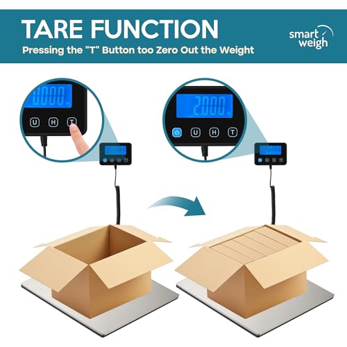Smart Weigh Heavy-Duty Shipping Scale, 440 lb x 2 oz, Wide Platform, USB-C - color: Extra Wide