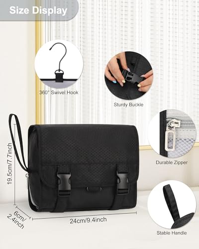 Relavel Small Hanging Travel Toiletry Bag for Men and Women - color: 01 Black, size: Small