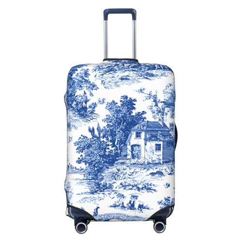 Luggage Cover, Blue and White Pattern, Elastic Polyester Spandex, Protective Suitcase Cover with Double Opening Design, Small (18-21 inches) - color: Blue and White pattern, size: S (for 18"-21" Suitcase)