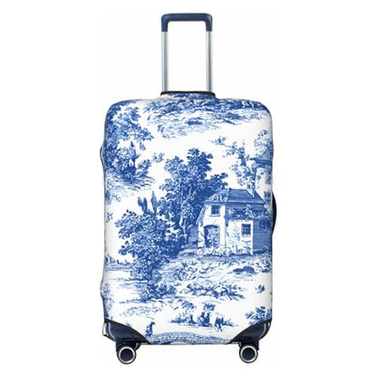 Luggage Cover, Blue and White Pattern, Elastic Polyester Spandex, Protective Suitcase Cover with Double Opening Design, Small (18-21 inches) - color: Blue and White pattern, size: S (for 18"-21" Suitcase)