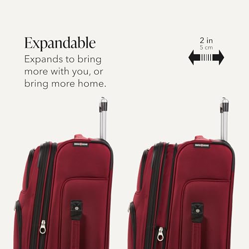 SWISSGEAR Sion Softside Expandable Spinner Luggage Durable Lightweight Travel Suitcase, Burgundy, Checked-Medium - color: Burgundy, size: Checked-Medium 25-Inch