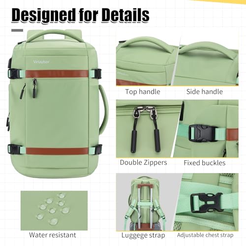 42L Carry On Travel Backpack With 4 Packing Cubes, TSA Friendly - color: Avocado Green