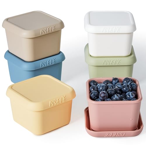 ISSEVE 6Pack 6oz Silicone Snack Containers for Kids with Lids, Reusable - size: 6oz-6pack