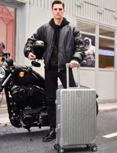 50.8cm(20인치) PC 하드 쉘 휴대용 수하물, 항공사 승인 여행 가방, 브러시드 실버 , 20인치, 모던 하드사이드 알루미늄 프레임 - color: 브러시드 실버