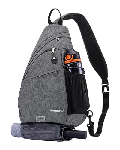 WATERFLY Large Sling Bag Crossbody Backpack Chest Pack for Men Women - color: Grey