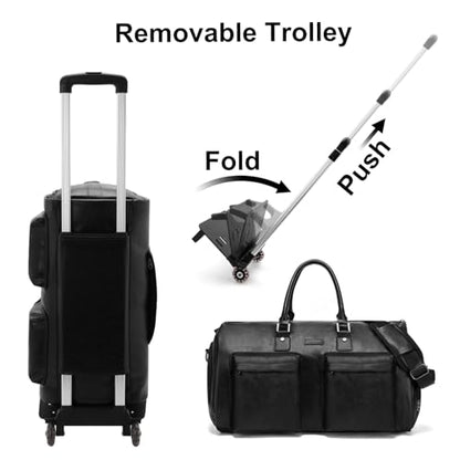 Modoker Convertible Rolling Garment Bag, Carry-On Duffle - color: D-Black