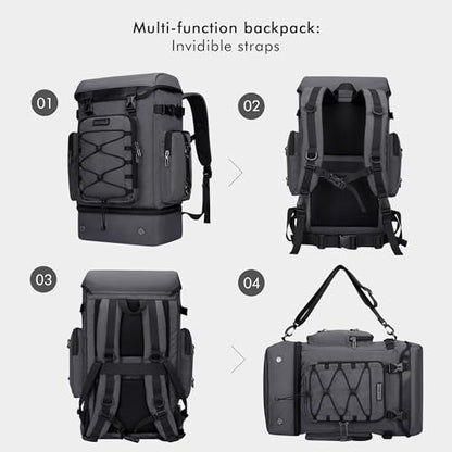 WITZMAN Travel Backpack for Men Women Carry-on Convertible Duffel Backpack - color: Silvery Grey