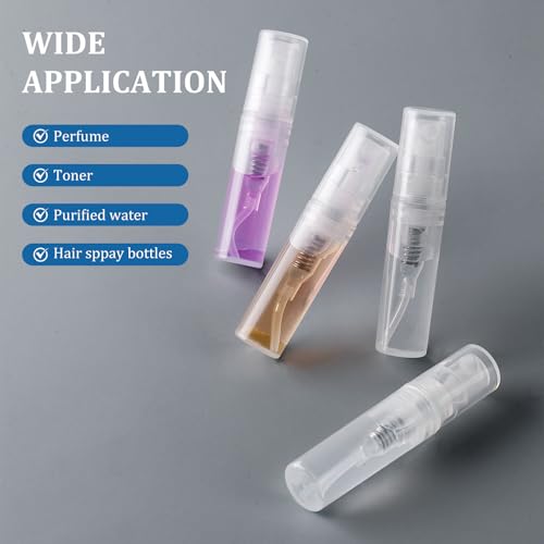 Chiallco Mini Perfume Sample Bottles, 3 ml Plastic Small Spray Bottle 10 Pack, Fine Mist, Portable Perfume Travel Refillable Bottle, Upgraded atomizer sprayer, Clear - style: 3ML